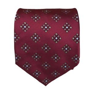HUGO BOSS Red Geometric Silk Tie ITALY 57"/ 3.5" EC